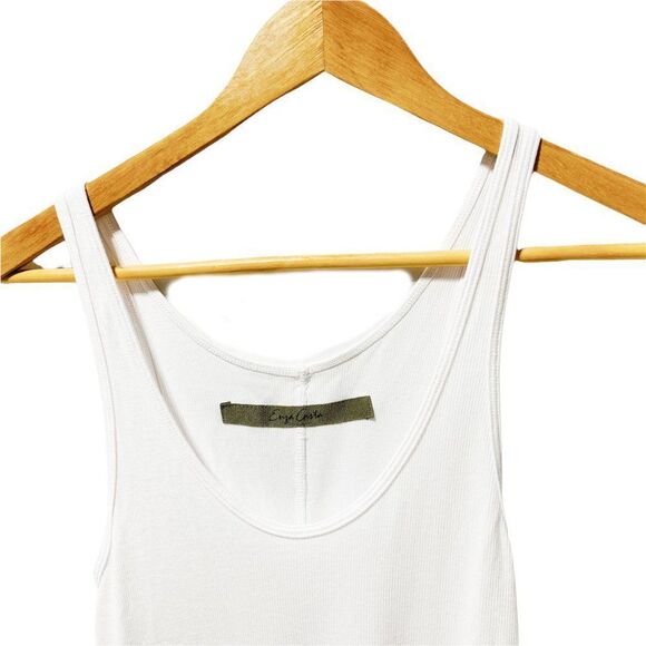 Enza Costa Silk Rib Scoop Racer Back Tank Top White - Picture 3 of 4